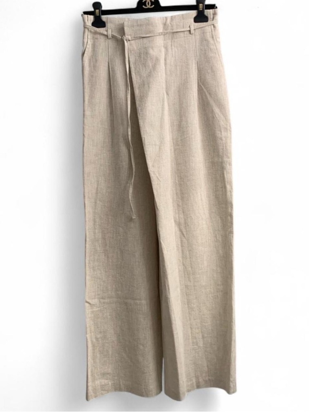 NWOT Asymmetrical wrap linen trouser with elastic band on back #linen pant